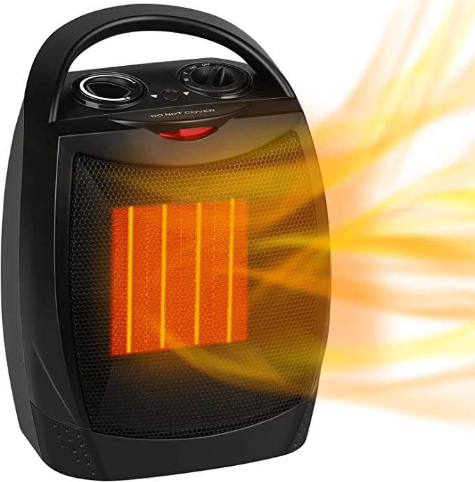 Portable Electric Space Heater with Thermostat, 1500W/750W