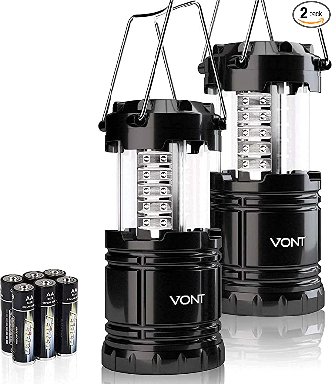 Vont 2 Pack LED Camping Lantern, Super Bright Portable Survival