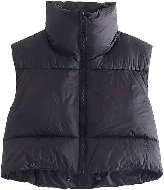 KEOMUD Women's Winter Crop Vest Lightweight Sleeveless 