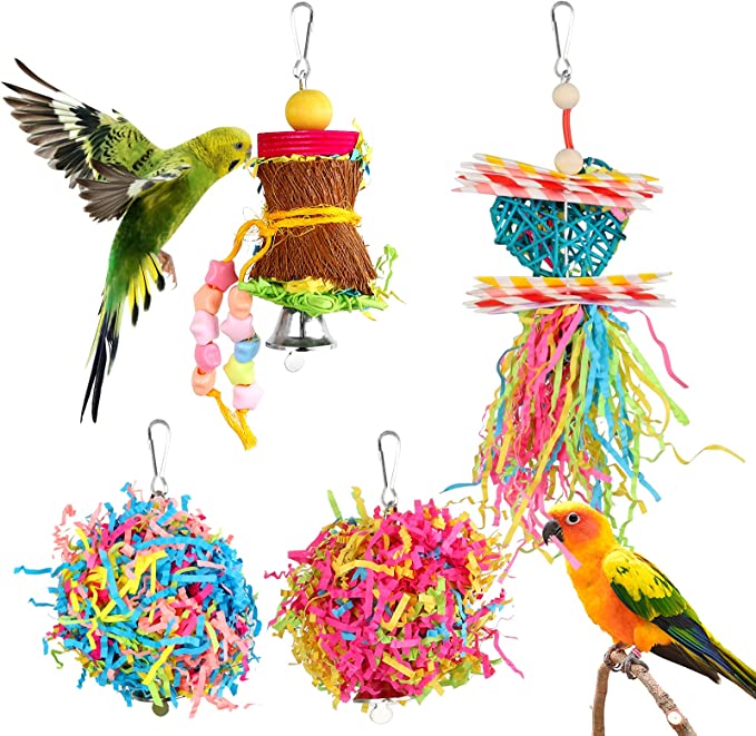 YUEPET 4 Pack Bird Shredder Toys Small 