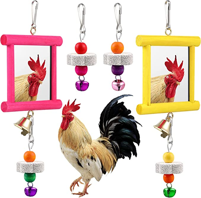 2 Pieces Chicken Mirror Toys Hanging Swing Mirror Toys 