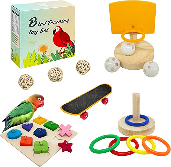 Bird Toys for Parakeets,5pcs Parrot Toys Set 