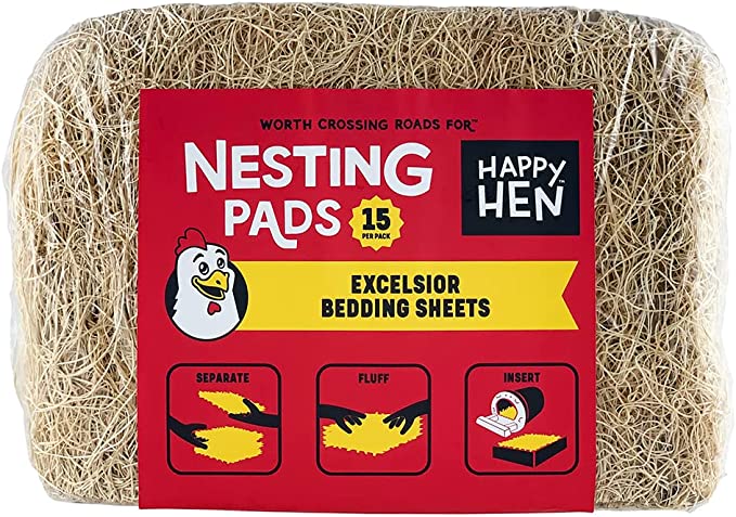 Happy Hen Excelsior Nesting Pads Chicken Bedding 12x9.5 - Package of 15