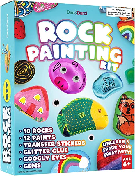 Dan&Darci Rock Painting Kit for Kids - Arts and Crafts 