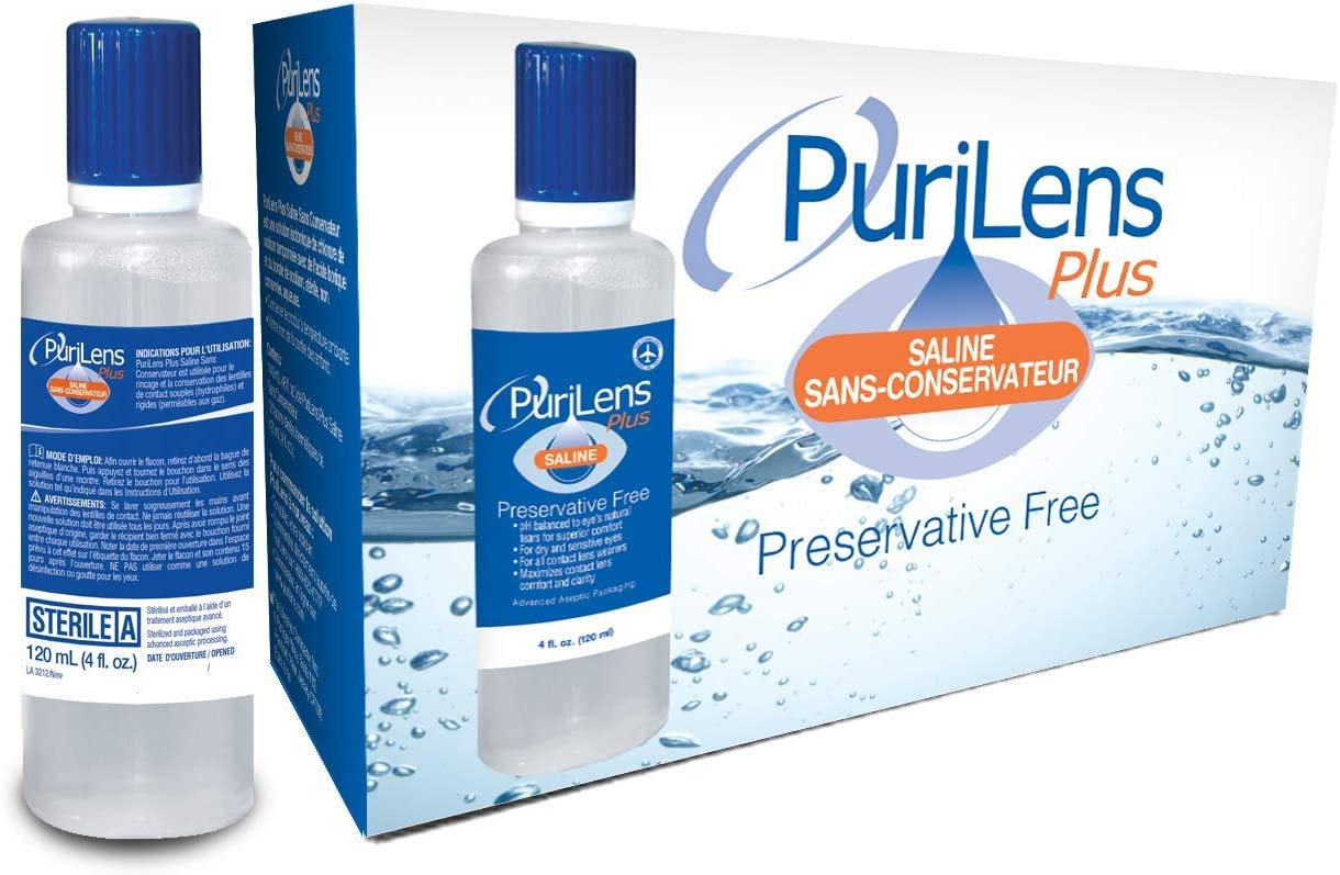 Purilens Plus Preservative Free Contact Lens Saline. 120ml (4 fl. oz.) 