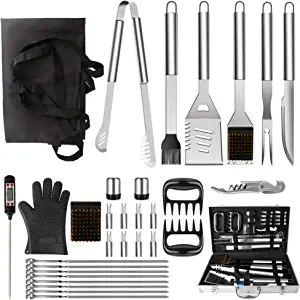 NEXGADGET BBQ Grill Tools Set, 32PCS Extra Thick Stainless Steel Grill Accessories 