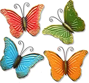 GIFTME 5 Metal Butterfly Wall Art Decor Set of 4 Colorful Garden Wall Sculptures