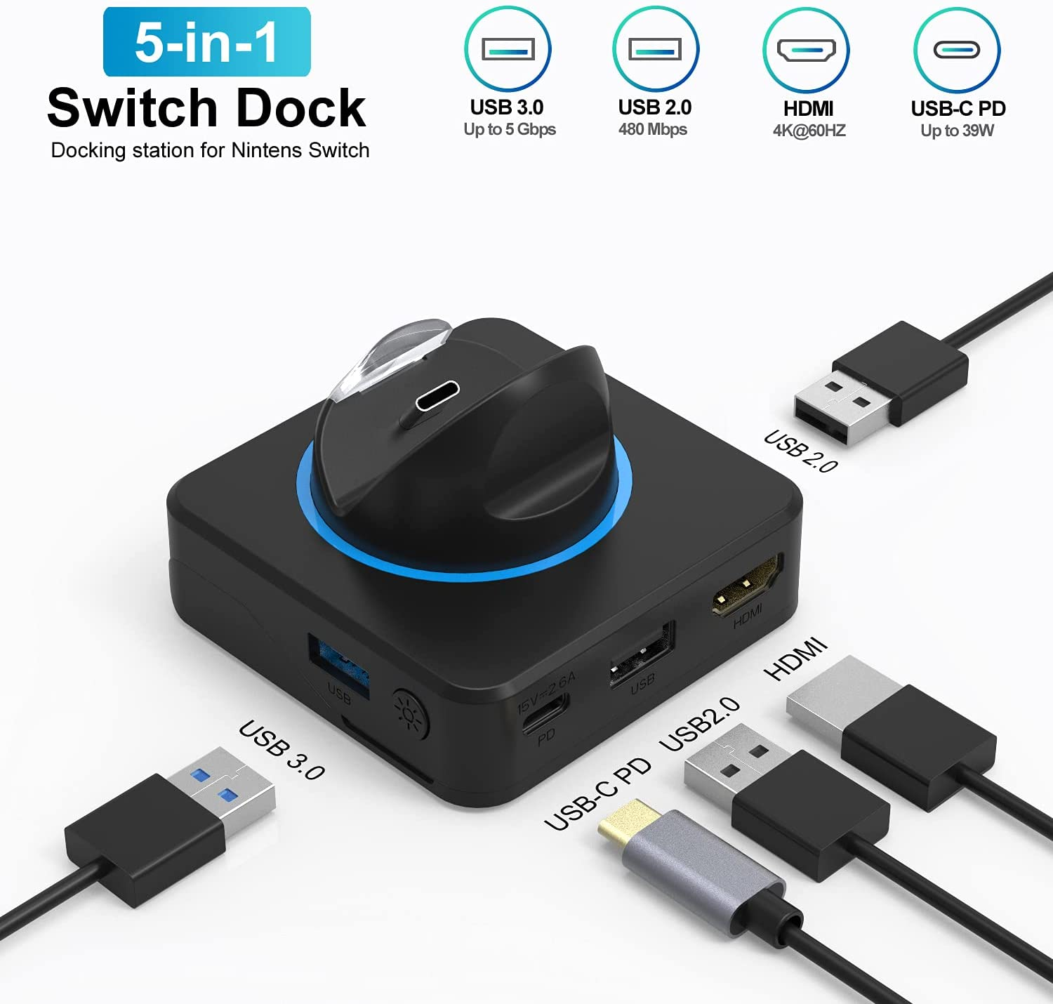 KKF Docking Station for Switch, Switch OLED, Charging Dock 