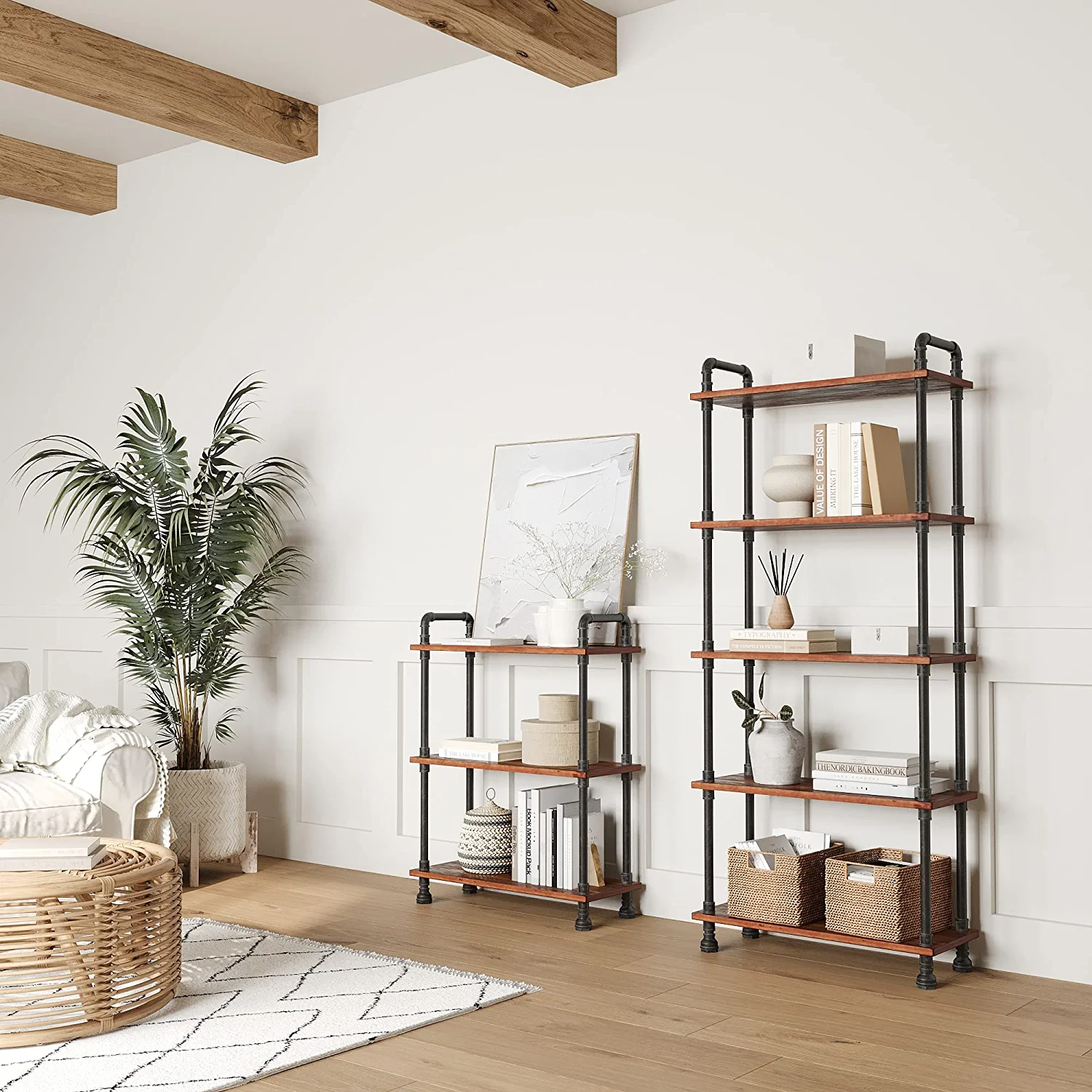 Barnyard Designs Real Pine Wood Furniture 3-Tier Etagere Bookcase