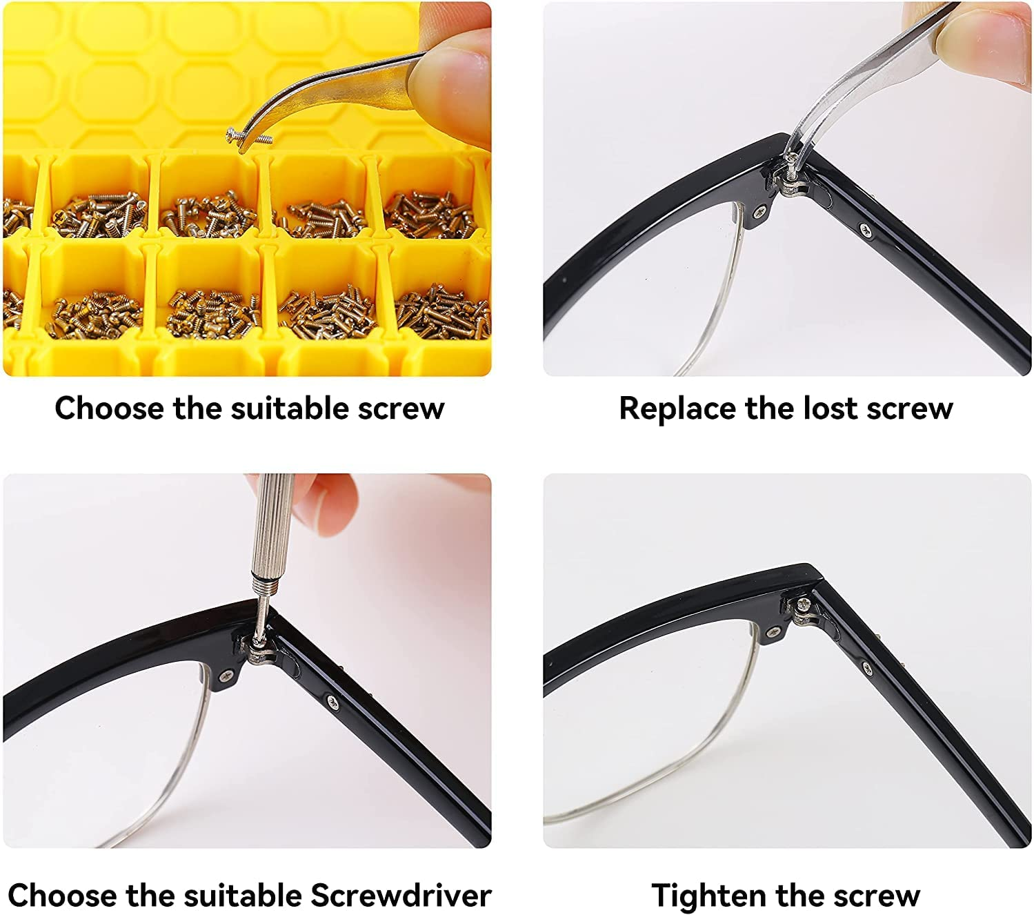 Magnetic Eyeglass Repair Kit, Glasses Repair Kit with Eyeglass Screws 