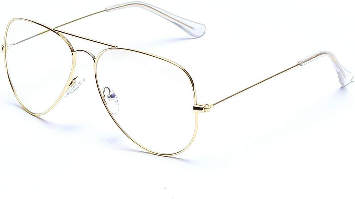 Dollger Aviator Clear Lens Glasses Non-prescription Eyeglasses 