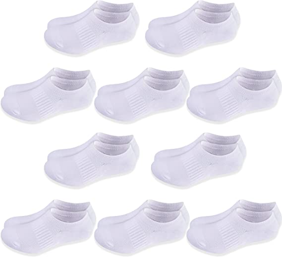 Cozi Foot 10 Pairs Boys Girls No Show Socks Cotton Non Slip Low Cut Socks