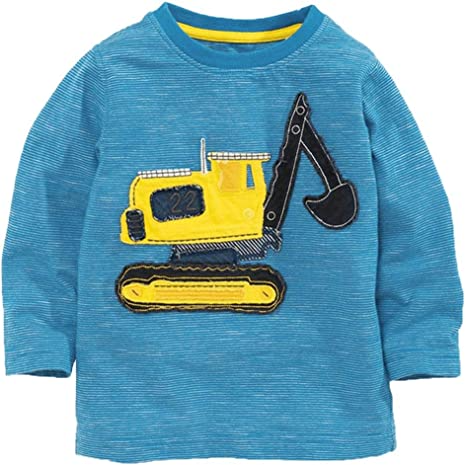 Frogwill Toddler Boys Excavator Long Sleeve Cartoon T Shirt Size 2-7 Years