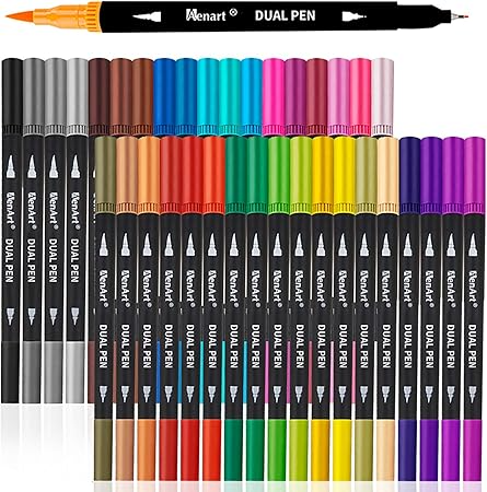 Dual Markers Brush Pens Stocking Stuffers, 36 Art Markers Christmas Gifts for Teens, Double Tip Colored Pen for Adult Coloring Books Art Suppliers