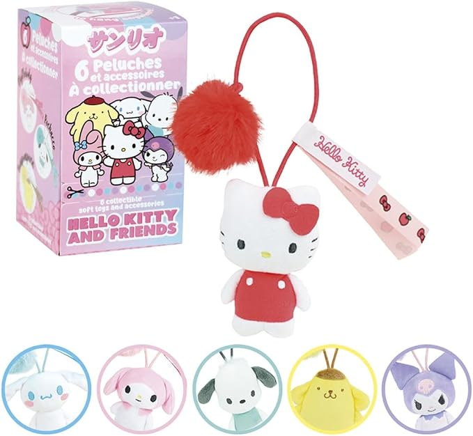 JEMINI Plush Toy, 9 cm, Hello Kitty & Friends | Random Delivery: 1 Surprise Figure | Secret Box | Keyring Decoration Kawaii Bag | Gift Idea Surprise C