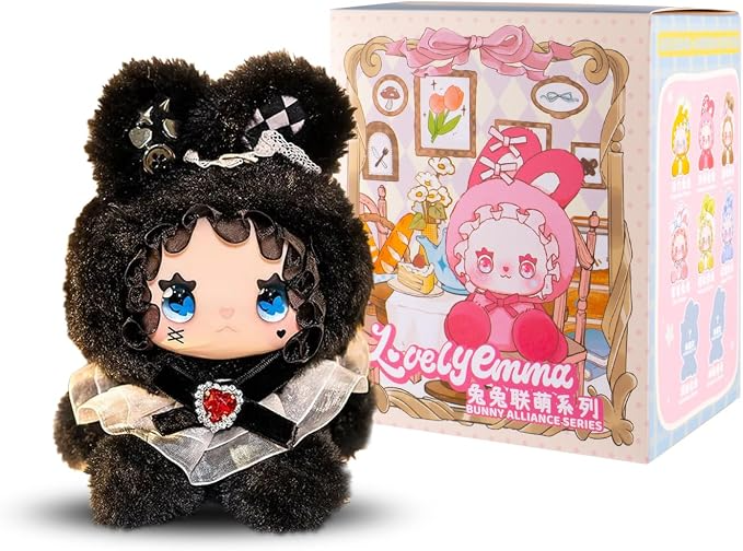 Lovely Emma Bunny Alliance Blind Box - Vinyl Face Plush Pendant 10 cm, Kawaii Mystery Box, 6 Figures + 2 Rare Collectible Figures